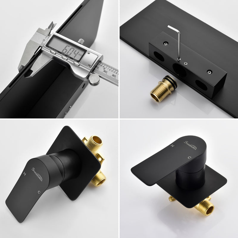 Waterfall Bathroom Faucet， Mounted Bathroom Sink Faucet for Bathroom Rough-in Valve Body and Trim Included