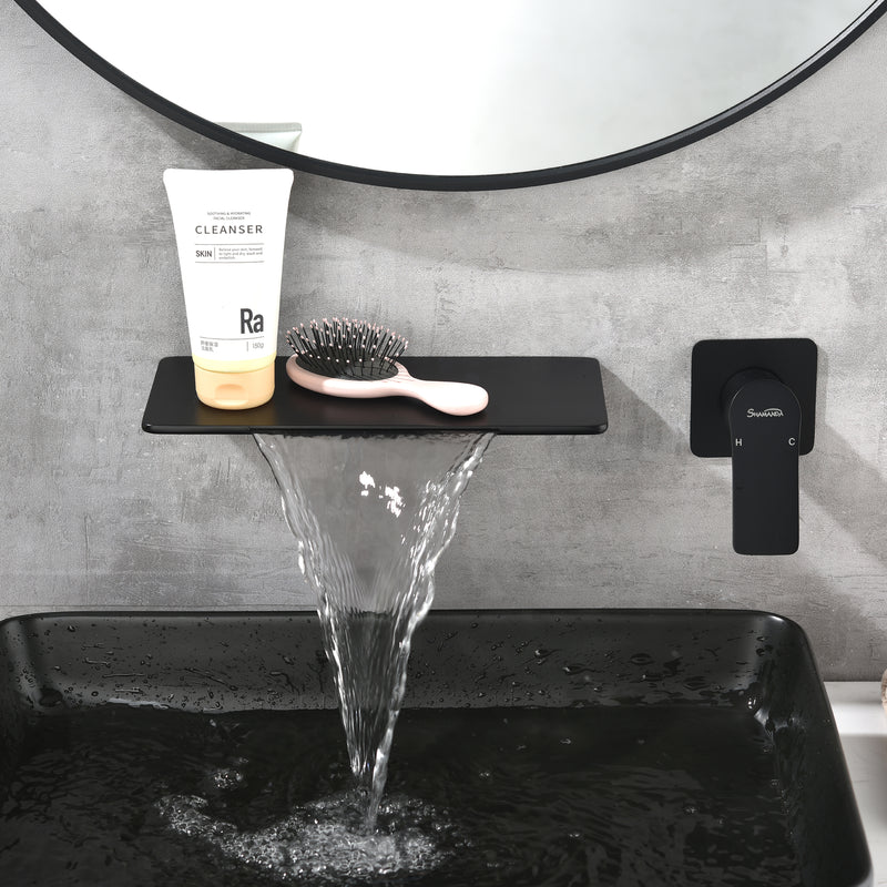 Waterfall Bathroom Faucet， Mounted Bathroom Sink Faucet for Bathroom Rough-in Valve Body and Trim Included