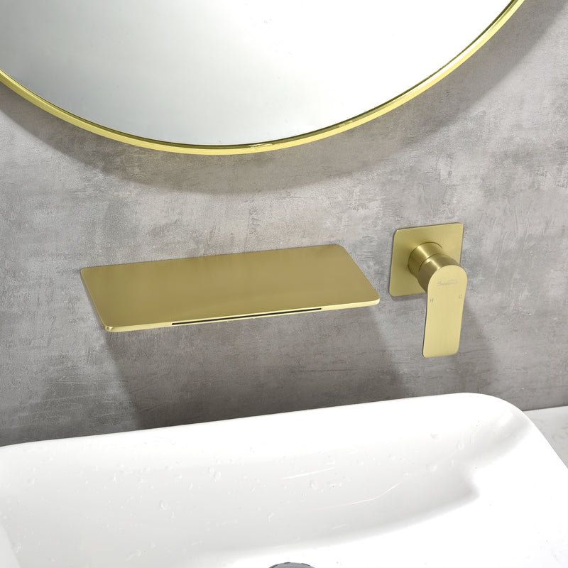 Waterfall Bathroom Faucet， Mounted Bathroom Sink Faucet for Bathroom Rough-in Valve Body and Trim Included