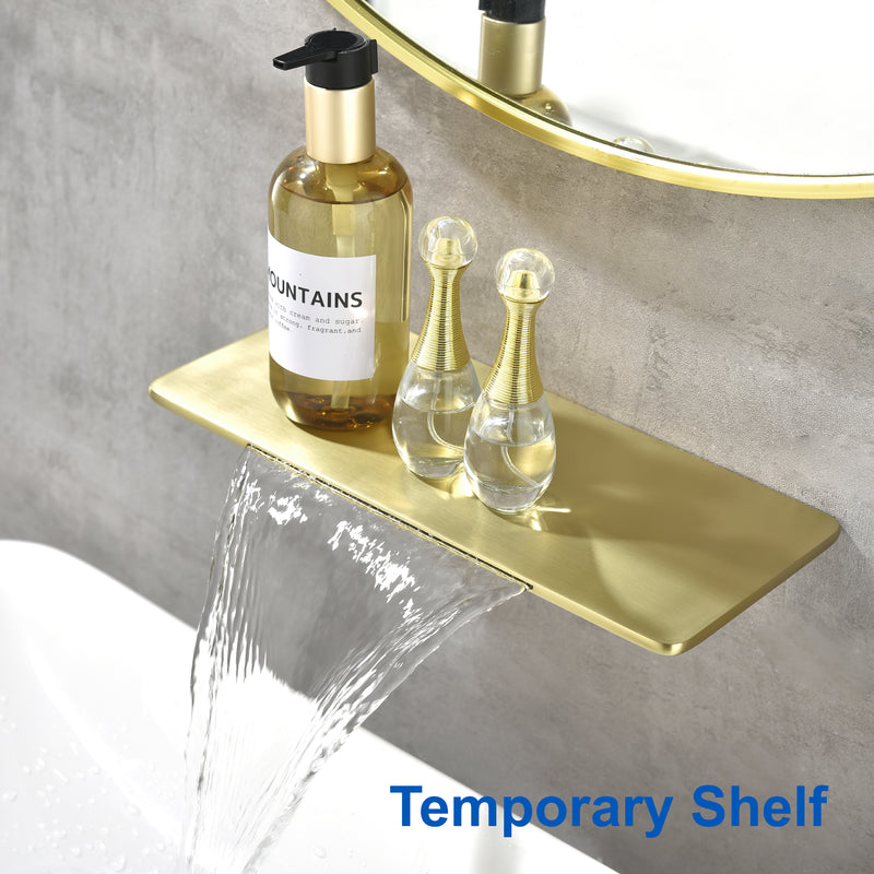 Waterfall Bathroom Faucet， Mounted Bathroom Sink Faucet for Bathroom Rough-in Valve Body and Trim Included