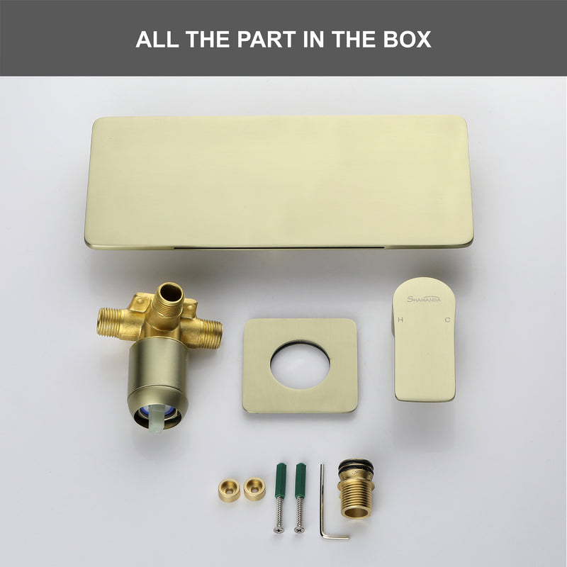 Waterfall Bathroom Faucet， Mounted Bathroom Sink Faucet for Bathroom Rough-in Valve Body and Trim Included