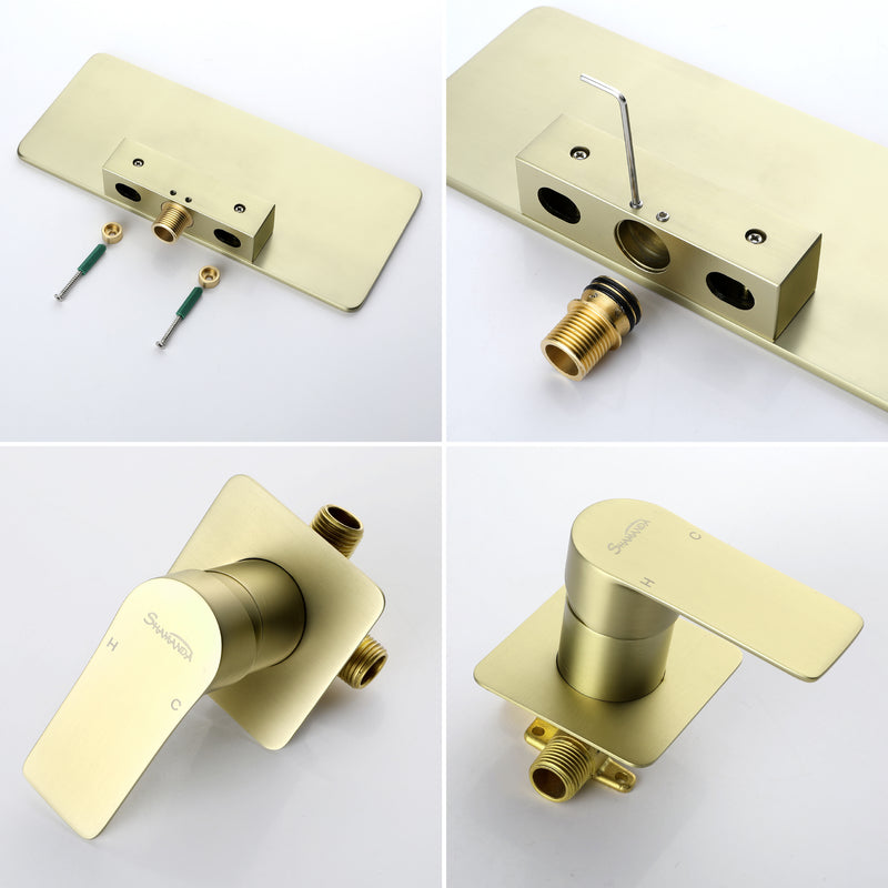 Waterfall Bathroom Faucet， Mounted Bathroom Sink Faucet for Bathroom Rough-in Valve Body and Trim Included