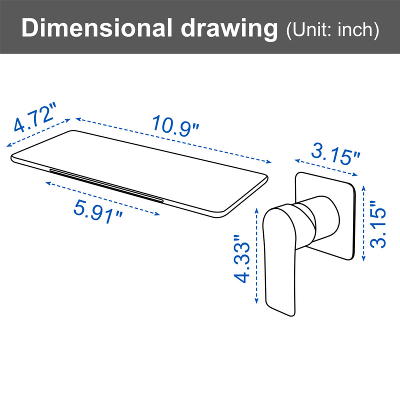 Waterfall Bathroom Faucet， Mounted Bathroom Sink Faucet for Bathroom Rough-in Valve Body and Trim Included