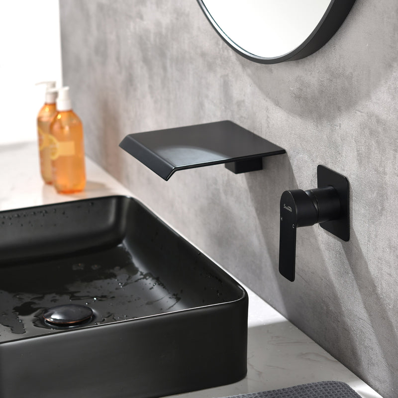 Wall Mount Bathtub Faucet, Waterfall Roman Tub Filler Faucet Single Handle Bathroom Faucet