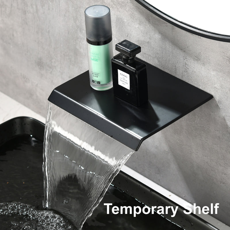 Wall Mount Bathtub Faucet, Waterfall Roman Tub Filler Faucet Single Handle Bathroom Faucet