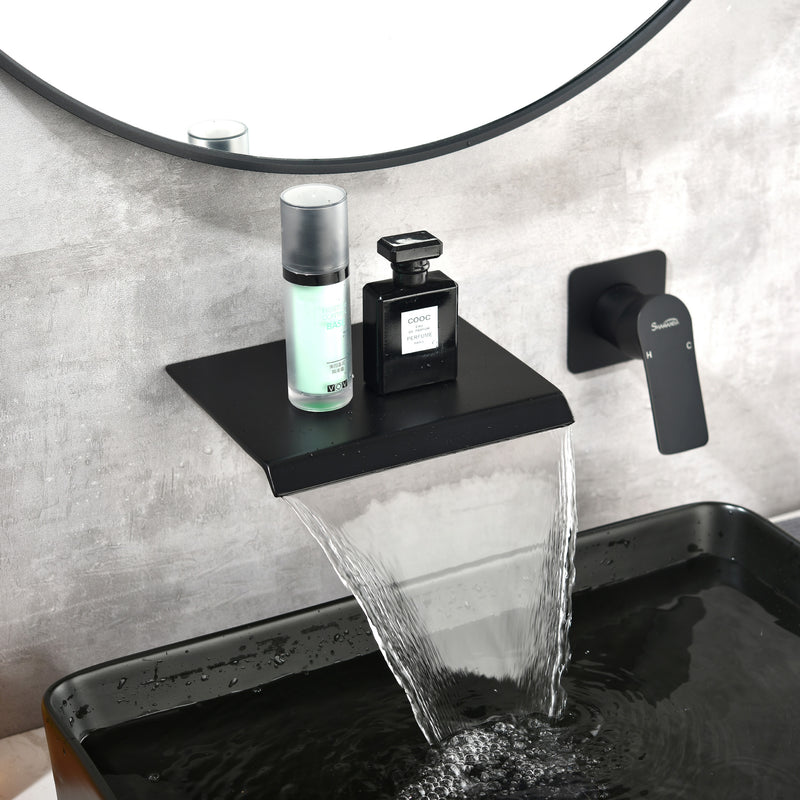 Wall Mount Bathtub Faucet, Waterfall Roman Tub Filler Faucet Single Handle Bathroom Faucet