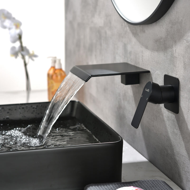 Wall Mount Bathtub Faucet, Waterfall Roman Tub Filler Faucet Single Handle Bathroom Faucet