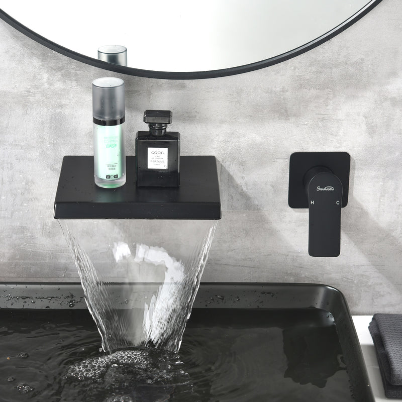 Wall Mount Bathtub Faucet, Waterfall Roman Tub Filler Faucet Single Handle Bathroom Faucet