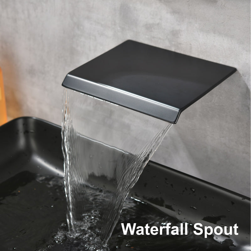Wall Mount Bathtub Faucet, Waterfall Roman Tub Filler Faucet Single Handle Bathroom Faucet