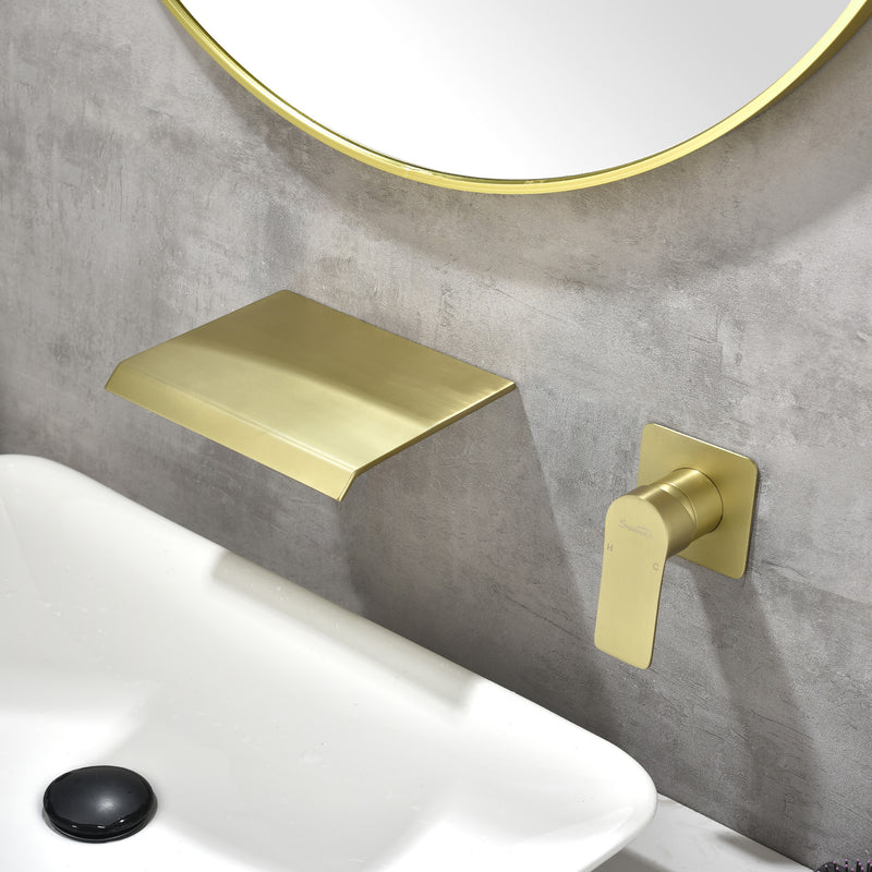Wall Mount Bathtub Faucet, Waterfall Roman Tub Filler Faucet Single Handle Bathroom Faucet