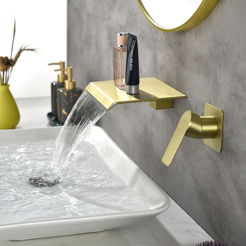 Wall Mount Bathtub Faucet, Waterfall Roman Tub Filler Faucet Single Handle Bathroom Faucet