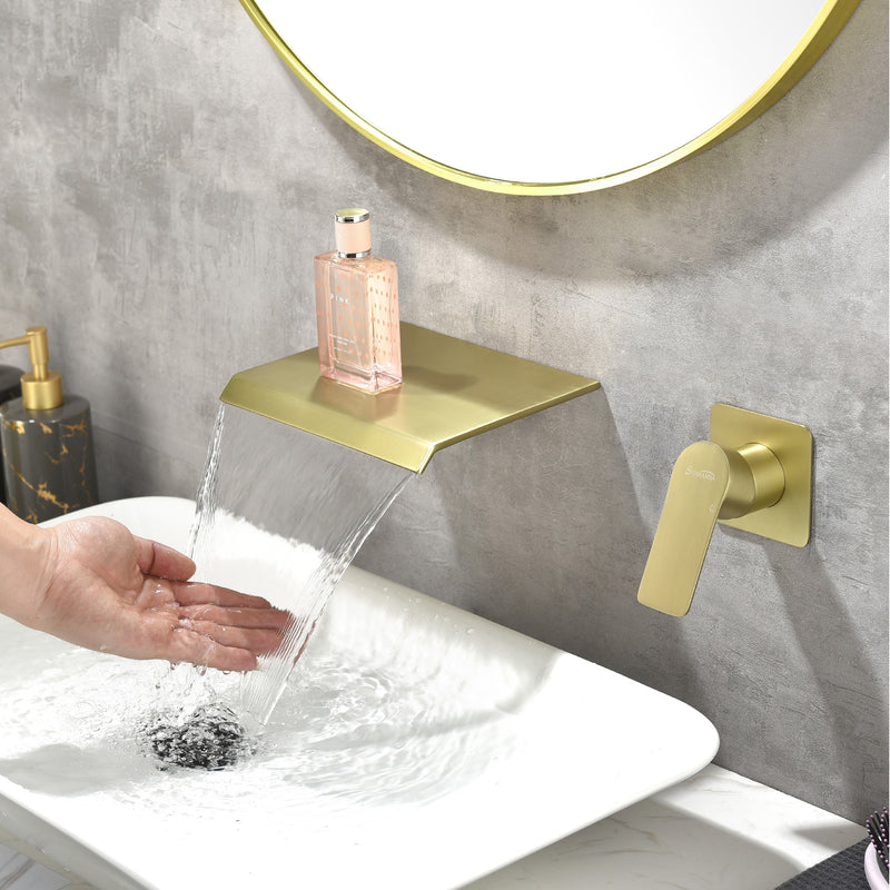 Wall Mount Bathtub Faucet, Waterfall Roman Tub Filler Faucet Single Handle Bathroom Faucet