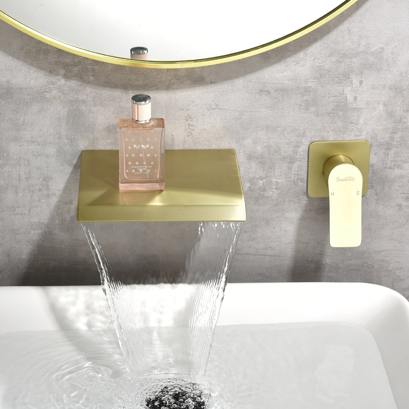 Wall Mount Bathtub Faucet, Waterfall Roman Tub Filler Faucet Single Handle Bathroom Faucet