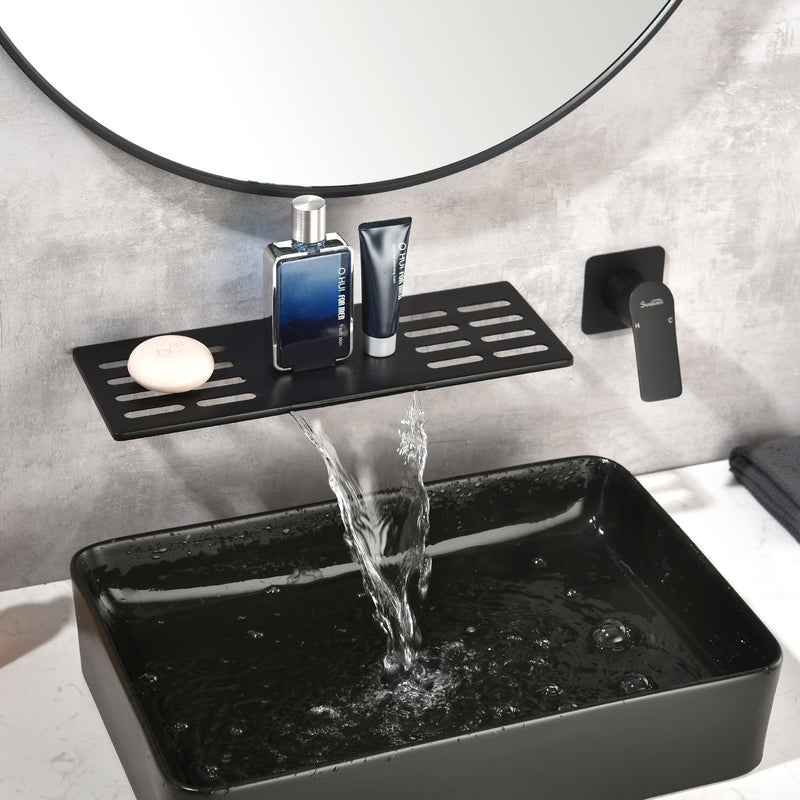 Wall Mount Bathtub Faucet, Waterfall Roman Tub Filler Faucet Single Handle 2 Holes Bathroom Faucet