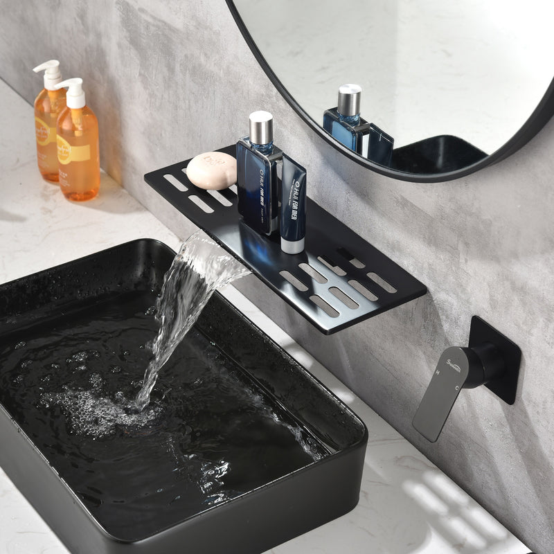 Wall Mount Bathtub Faucet, Waterfall Roman Tub Filler Faucet Single Handle 2 Holes Bathroom Faucet