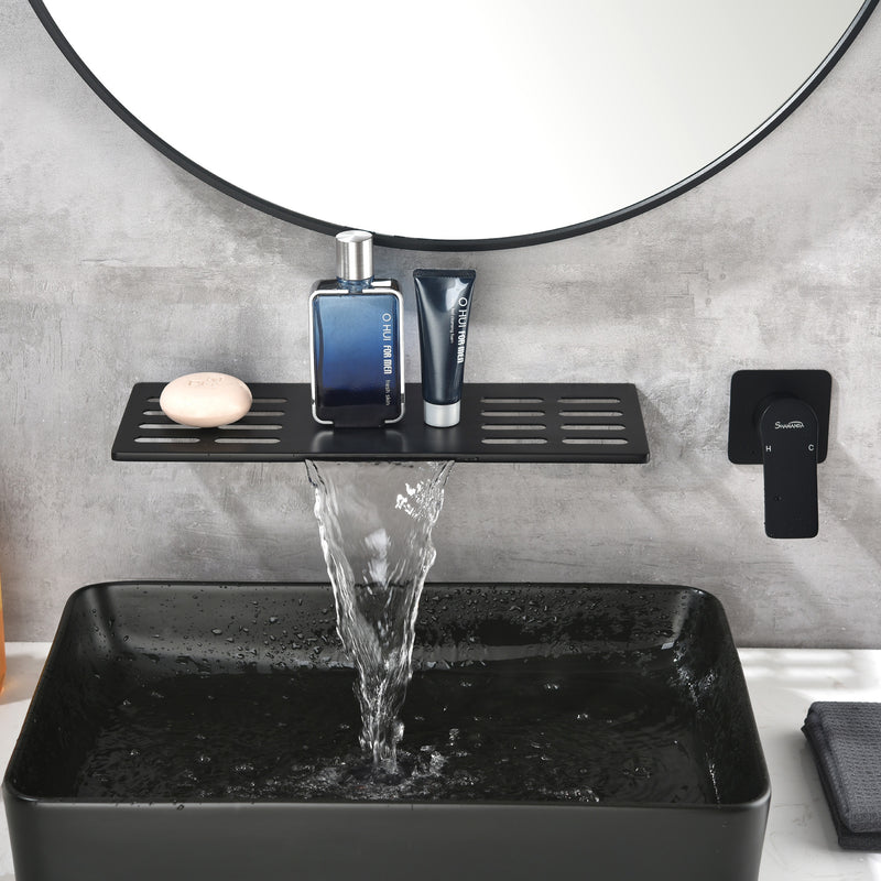 Wall Mount Bathtub Faucet, Waterfall Roman Tub Filler Faucet Single Handle 2 Holes Bathroom Faucet