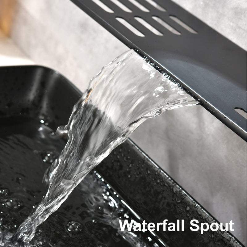 Wall Mount Bathtub Faucet, Waterfall Roman Tub Filler Faucet Single Handle 2 Holes Bathroom Faucet
