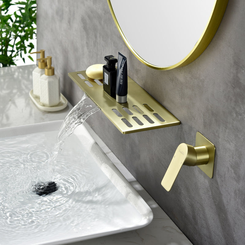Wall Mount Bathtub Faucet, Waterfall Roman Tub Filler Faucet Single Handle 2 Holes Bathroom Faucet
