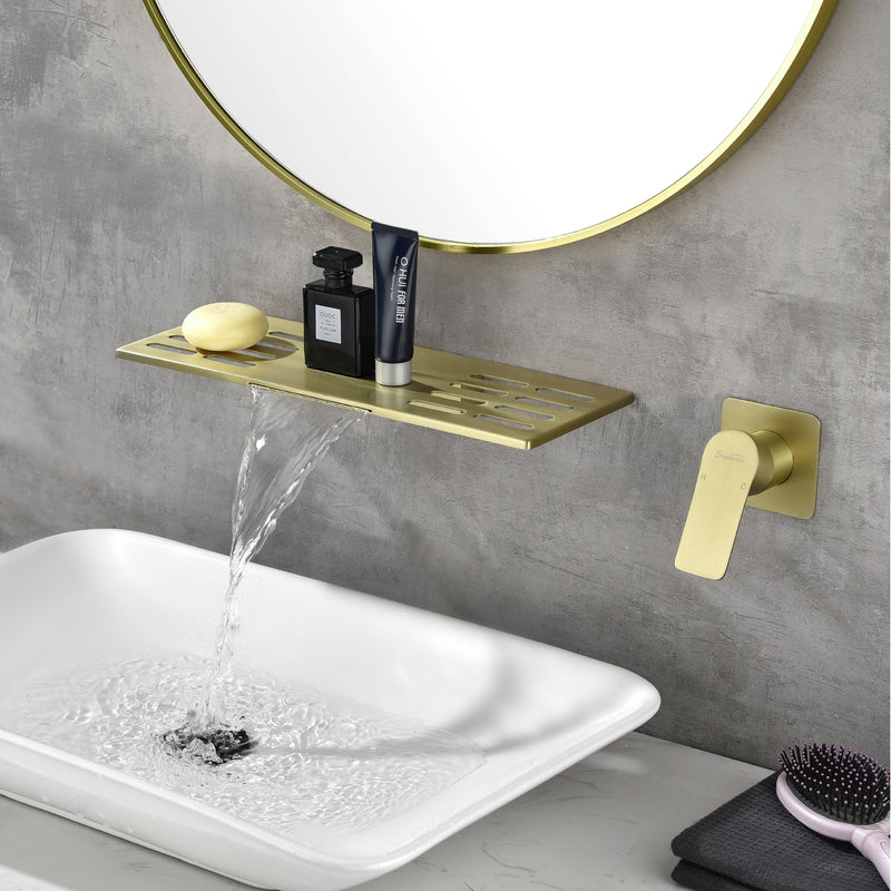 Wall Mount Bathtub Faucet, Waterfall Roman Tub Filler Faucet Single Handle 2 Holes Bathroom Faucet