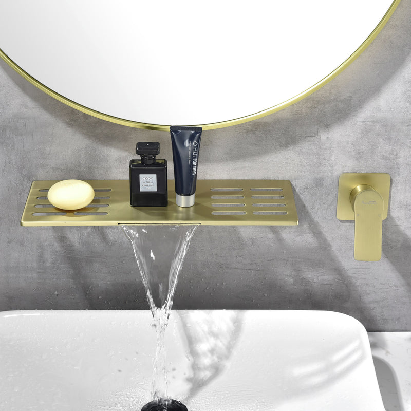 Wall Mount Bathtub Faucet, Waterfall Roman Tub Filler Faucet Single Handle 2 Holes Bathroom Faucet