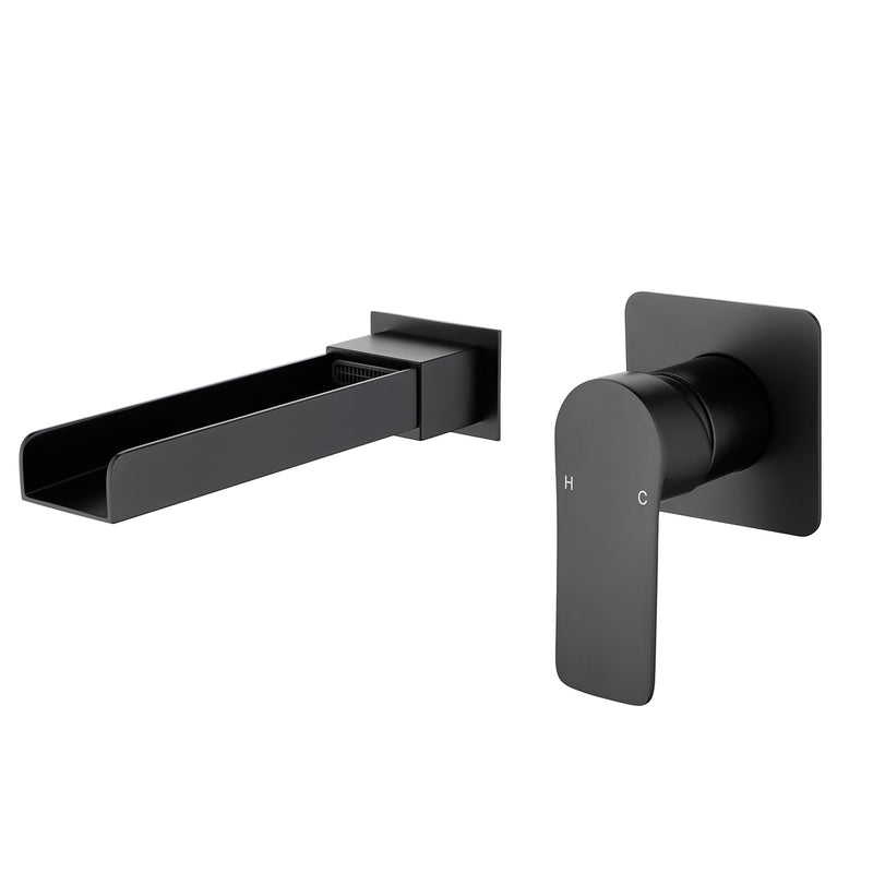 Wall Mount Tub Filler Waterfall Bathtub Faucet High Flow Bath Filler Faucet with Extra Long Spout Bathroom Faucets with Rough-in Valve Trim kit