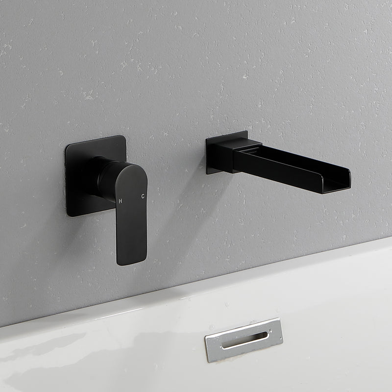 Wall Mount Tub Filler Waterfall Bathtub Faucet High Flow Bath Filler Faucet with Extra Long Spout Bathroom Faucets with Rough-in Valve Trim kit