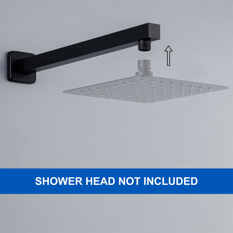 16-Inch SUS304 Shower Extension Arm, Universal Shower Straight Wall Mount Shower Arm with Flange for 10"/12" Bathroom Rainfall Showerhead - Matte Black, Brushed Nickel, Brushed Gold