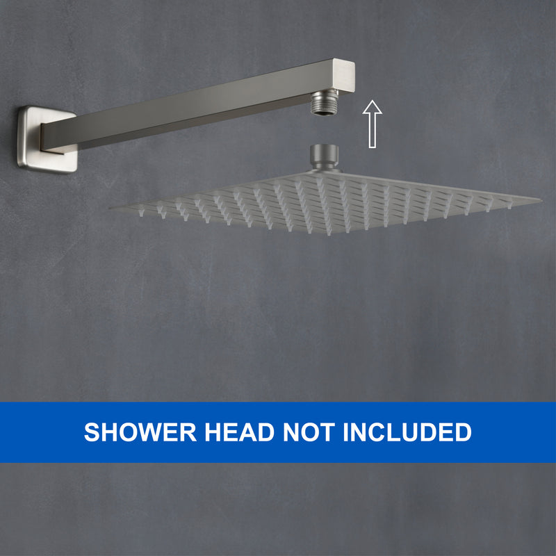 16-Inch SUS304 Shower Extension Arm, Universal Shower Straight Wall Mount Shower Arm with Flange for 10"/12" Bathroom Rainfall Showerhead - Matte Black, Brushed Nickel, Brushed Gold