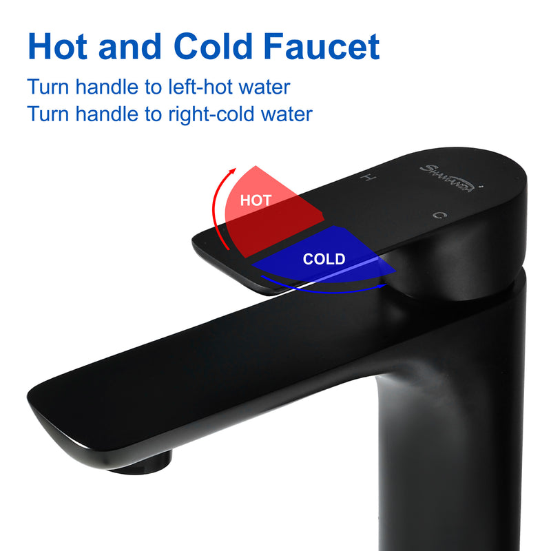 Brushed Gold Brass Bathroom Faucet, Single Handle One Hole Matte Black Lavatory Sink Faucet