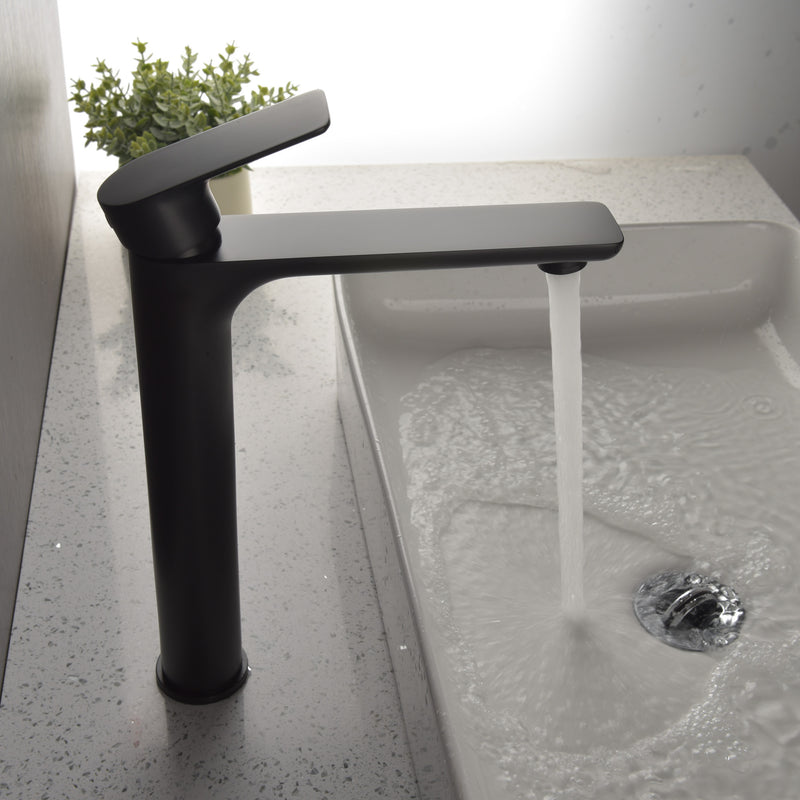 Brass Bathroom Faucet, Single Handle One Hole Matte Black Bathroom Sink Faucet