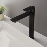 Brass Bathroom Faucet, Single Handle One Hole Matte Black Bathroom Sink Faucet