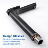 Brass Bathroom Faucet, Single Handle One Hole Matte Black Bathroom Sink Faucet