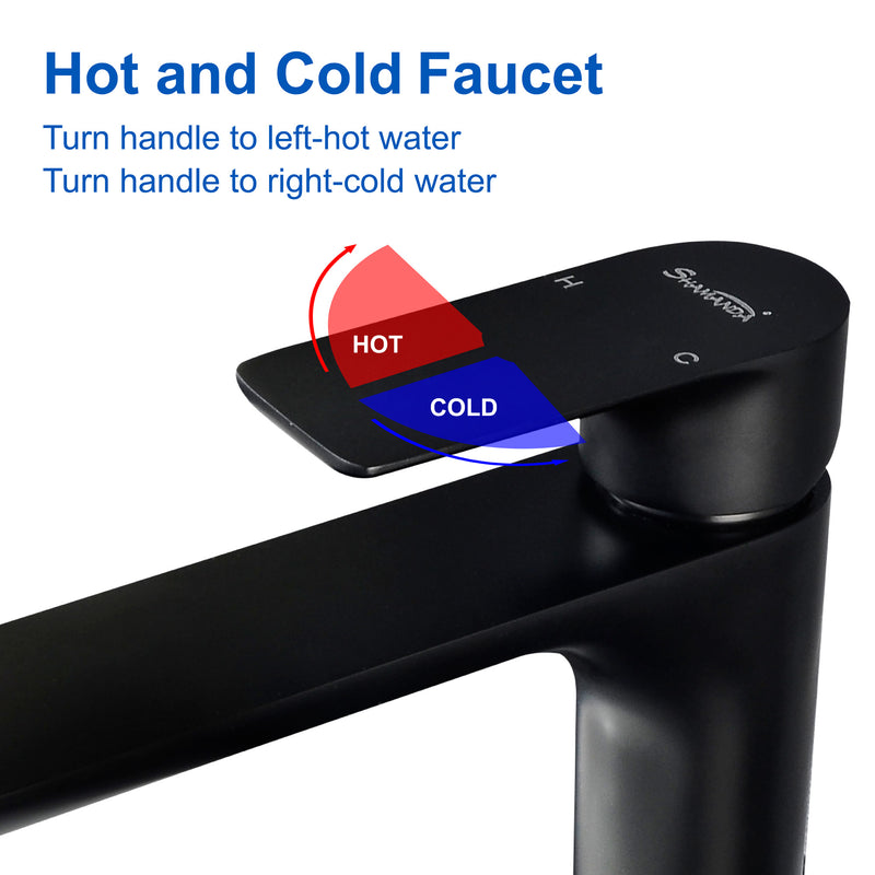 Brass Bathroom Faucet, Single Handle One Hole Matte Black Bathroom Sink Faucet