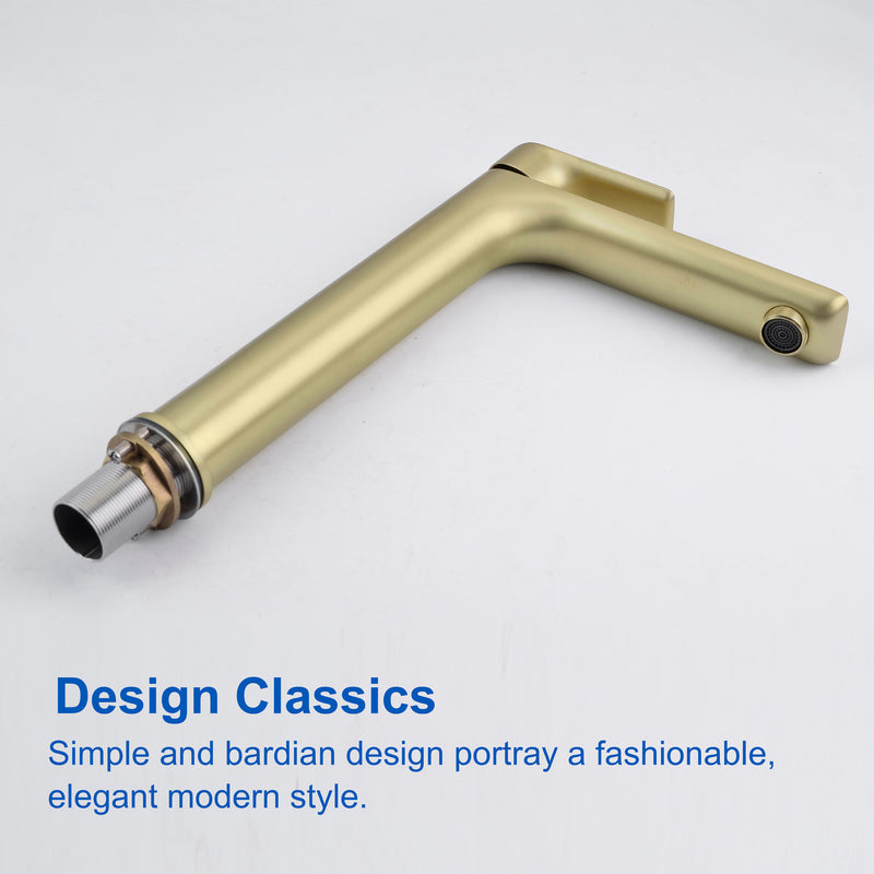 Brass Bathroom Faucet, Single Handle One Hole Matte Black Bathroom Sink Faucet