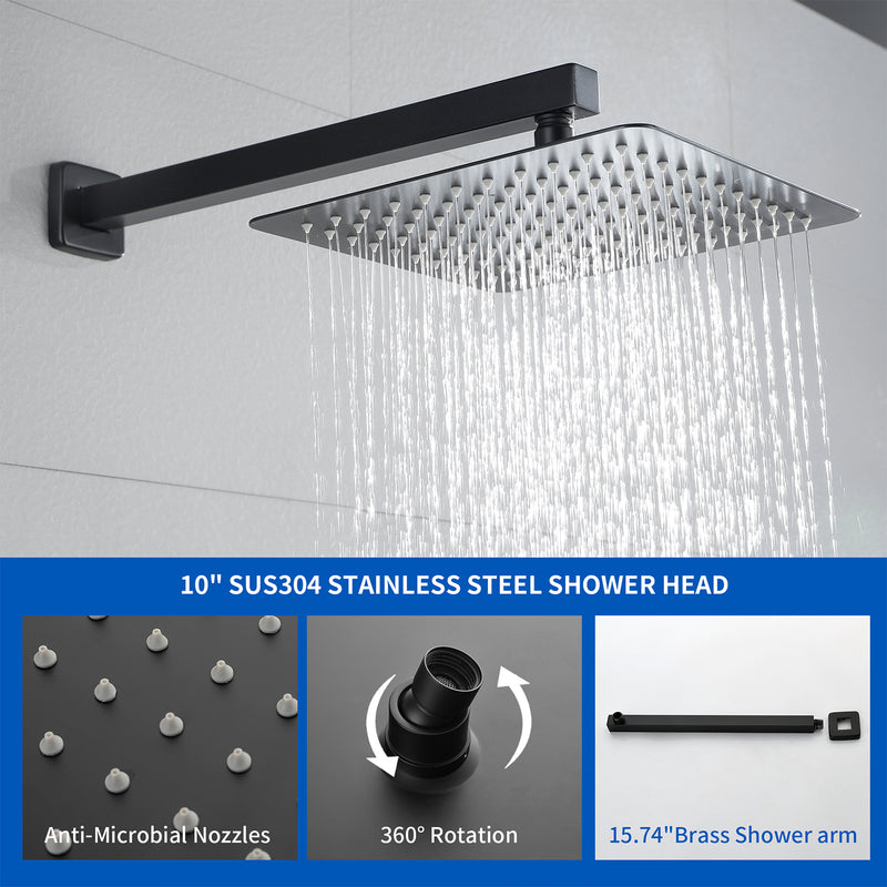 Tub and Shower Faucet Set Shower System with 10-Inch Rain Shower Head and Waterfall Tub Faucet Wall Mount Shower Valve and Trim Kit Included