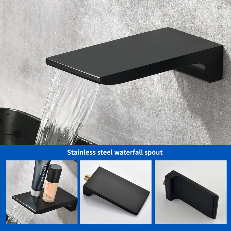 Tub and Shower Faucet Set Shower System with 10-Inch Rain Shower Head and Waterfall Tub Faucet Wall Mount Shower Valve and Trim Kit Included