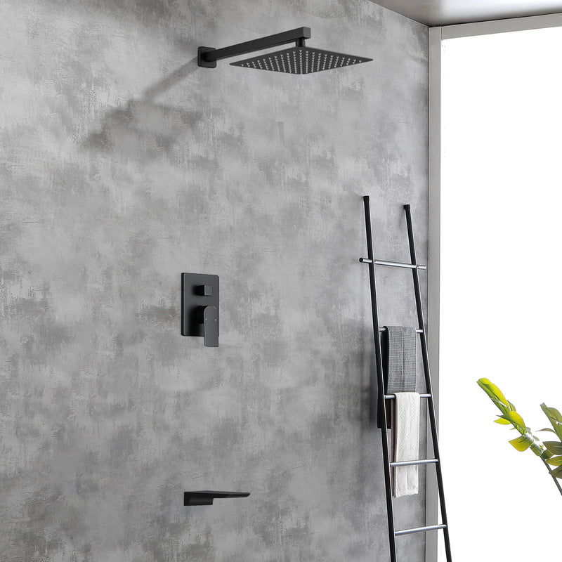 Tub and Shower Faucet Set Shower System with 10-Inch Rain Shower Head and Waterfall Tub Faucet Wall Mount Shower Valve and Trim Kit Included