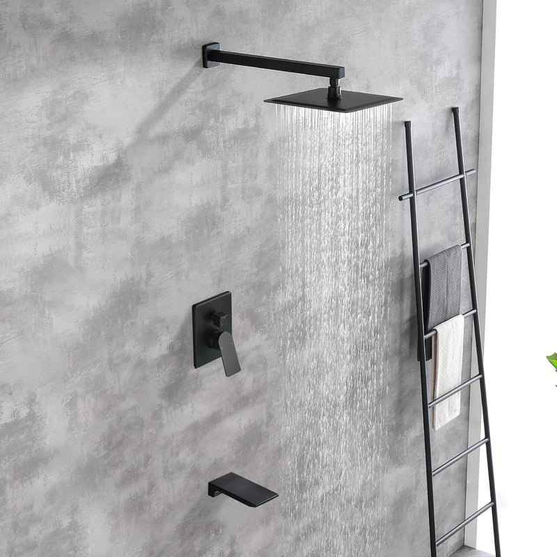 Tub and Shower Faucet Set Shower System with 10-Inch Rain Shower Head and Waterfall Tub Faucet Wall Mount Shower Valve and Trim Kit Included
