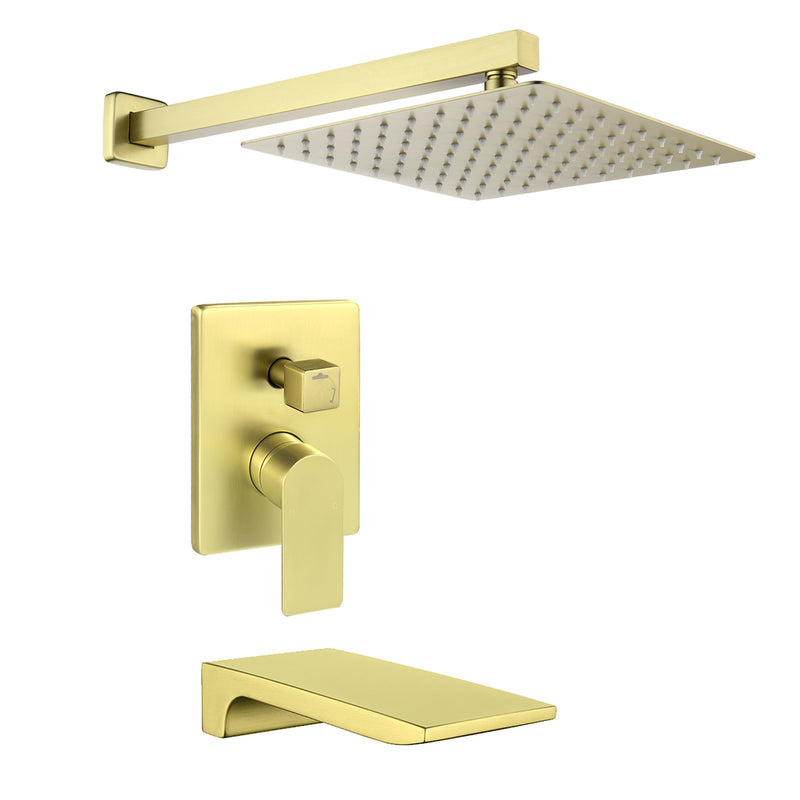 Tub and Shower Faucet Set Shower System with 10-Inch Rain Shower Head and Waterfall Tub Faucet Wall Mount Shower Valve and Trim Kit Included