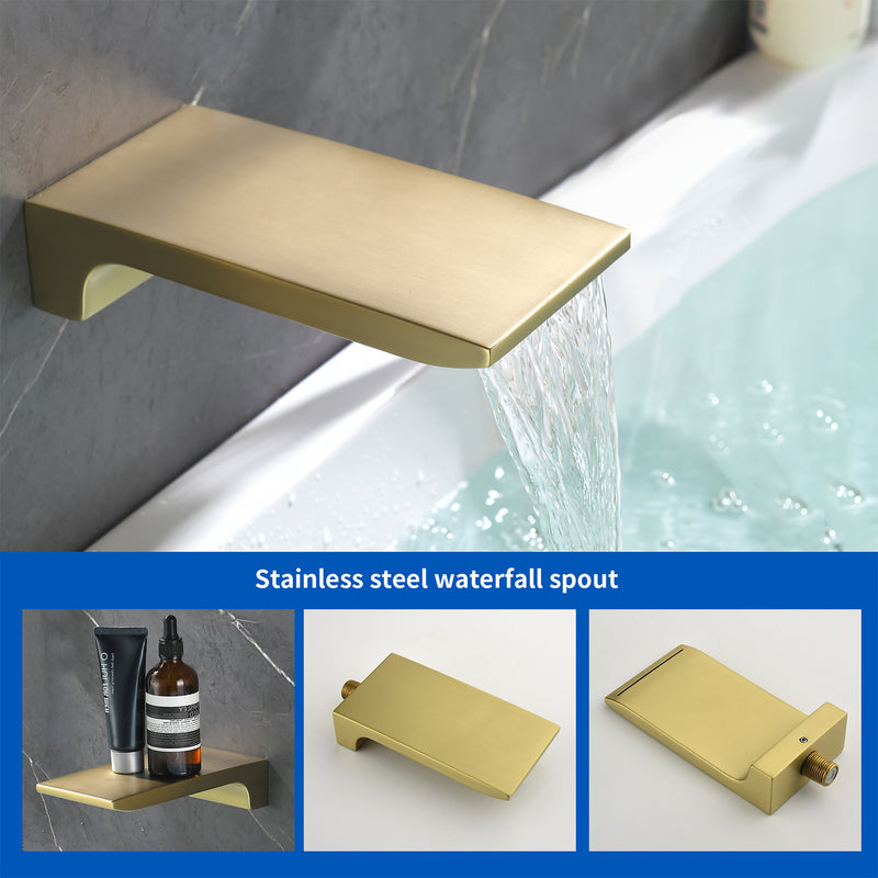 Tub and Shower Faucet Set Shower System with 10-Inch Rain Shower Head and Waterfall Tub Faucet Wall Mount Shower Valve and Trim Kit Included