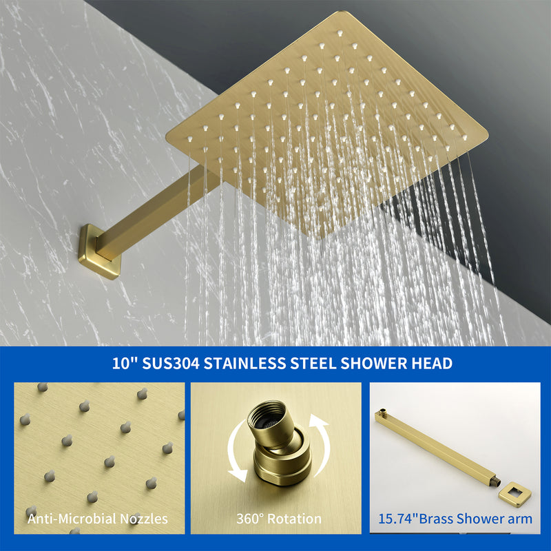 Tub and Shower Faucet Set Shower System with 10-Inch Rain Shower Head and Waterfall Tub Faucet Wall Mount Shower Valve and Trim Kit Included