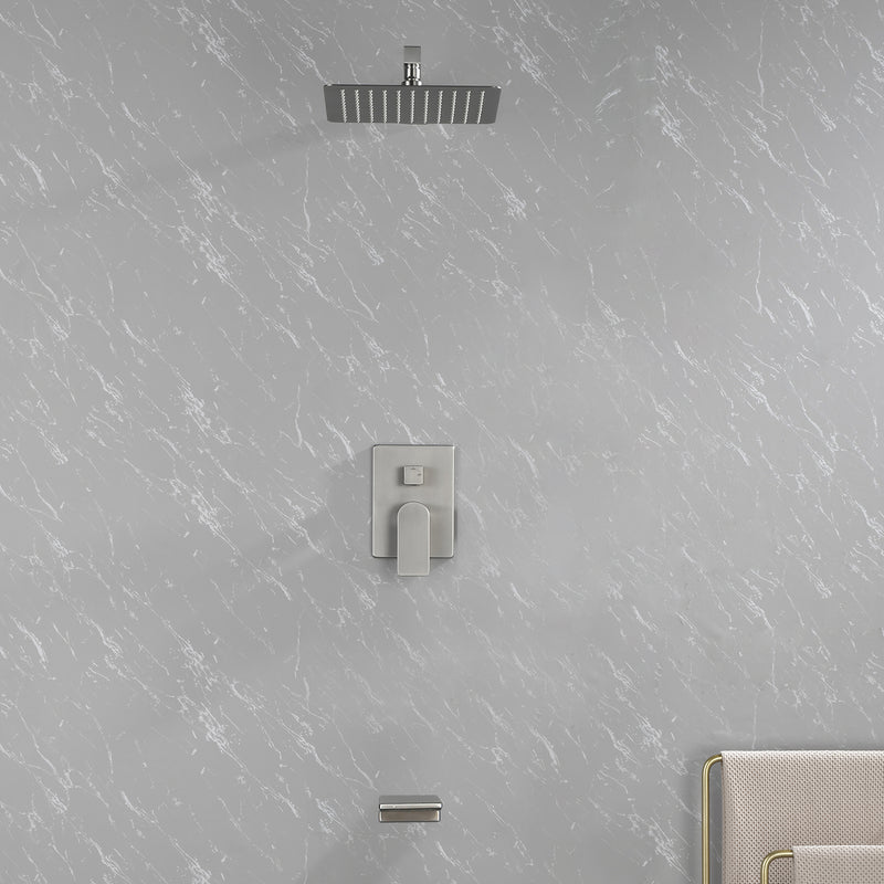 Tub and Shower Faucet Set Shower System with 10-Inch Rain Shower Head and Waterfall Tub Faucet Wall Mount Shower Valve and Trim Kit Included