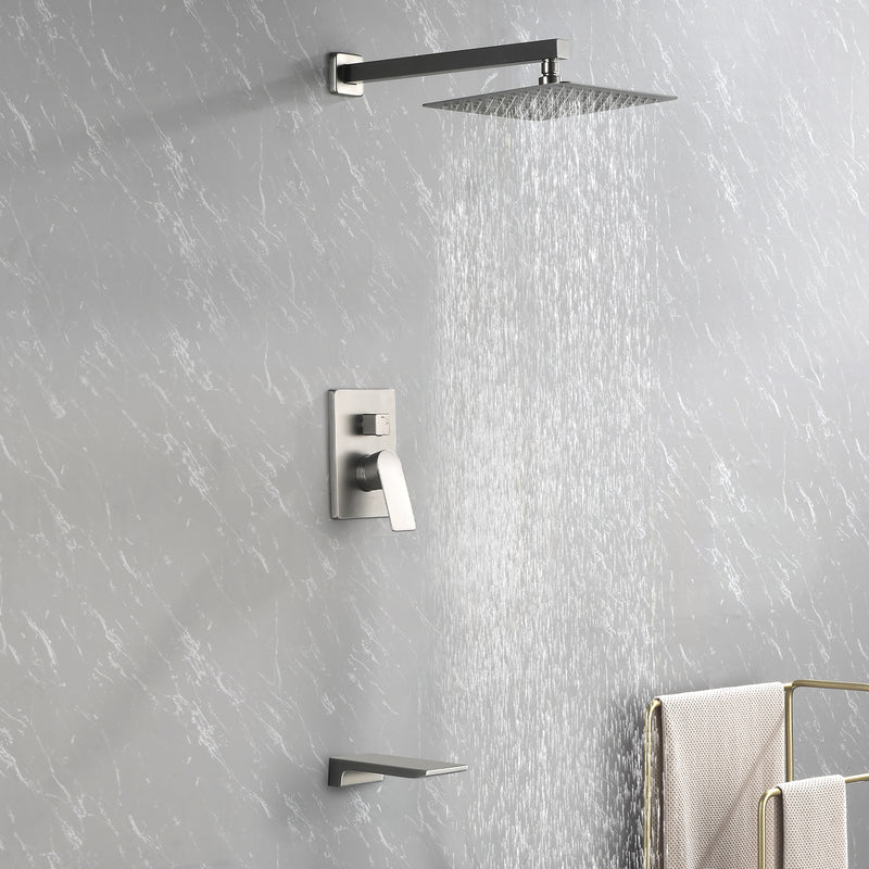 Tub and Shower Faucet Set Shower System with 10-Inch Rain Shower Head and Waterfall Tub Faucet Wall Mount Shower Valve and Trim Kit Included