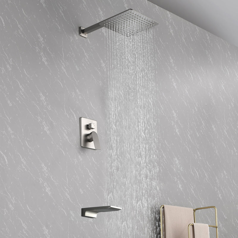Tub and Shower Faucet Set Shower System with 10-Inch Rain Shower Head and Waterfall Tub Faucet Wall Mount Shower Valve and Trim Kit Included