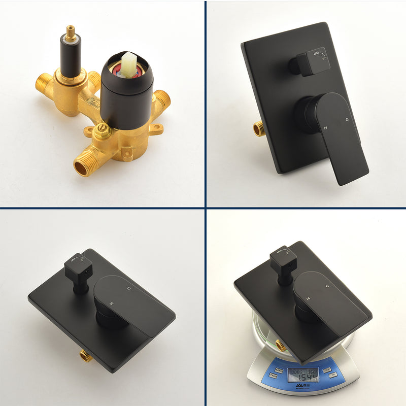 Shower System with Waterfall Tub Spout, Tub and Shower Faucet Trim Kit with Rough in Valve, Shower Tub Faucet Set Wall Mounted