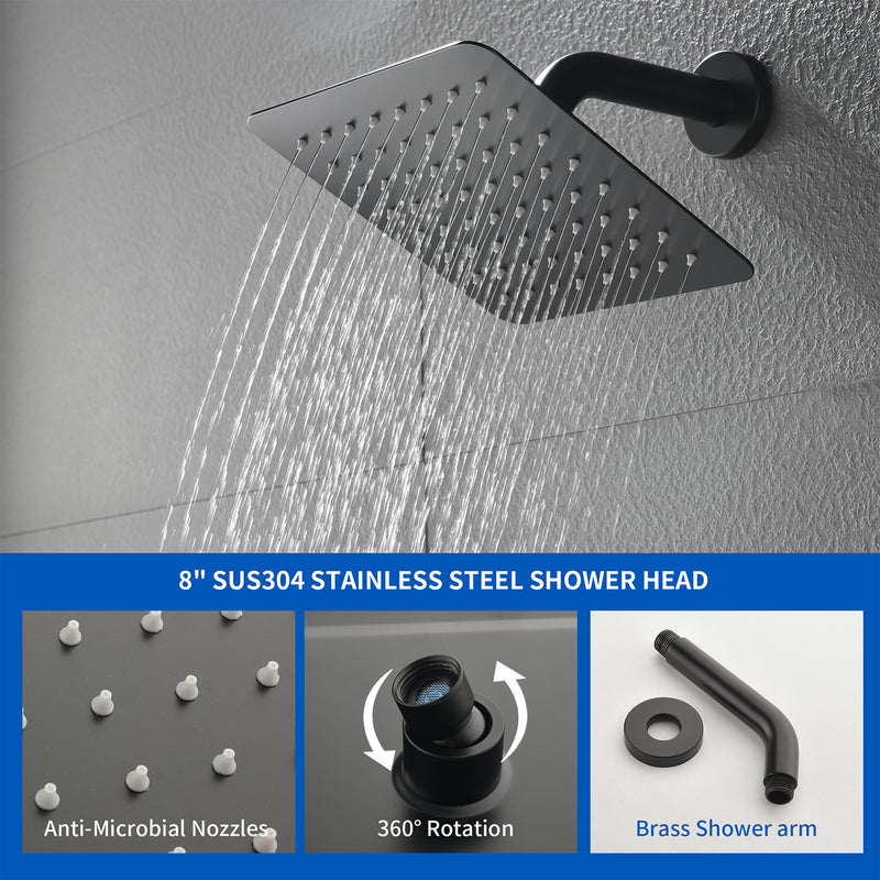 Shower System with Waterfall Tub Spout, Tub and Shower Faucet Trim Kit with Rough in Valve, Shower Tub Faucet Set Wall Mounted