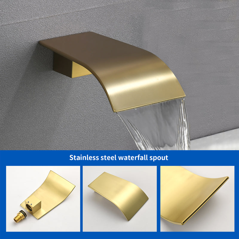 Shower System with Waterfall Tub Spout, Tub and Shower Faucet Trim Kit with Rough in Valve, Shower Tub Faucet Set Wall Mounted