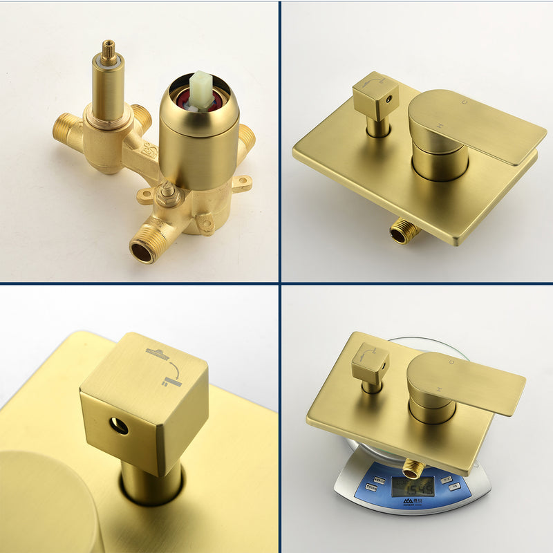 Shower System with Waterfall Tub Spout, Tub and Shower Faucet Trim Kit with Rough in Valve, Shower Tub Faucet Set Wall Mounted