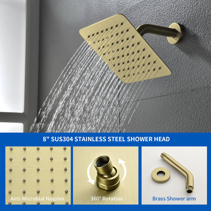 Shower System with Waterfall Tub Spout, Tub and Shower Faucet Trim Kit with Rough in Valve, Shower Tub Faucet Set Wall Mounted