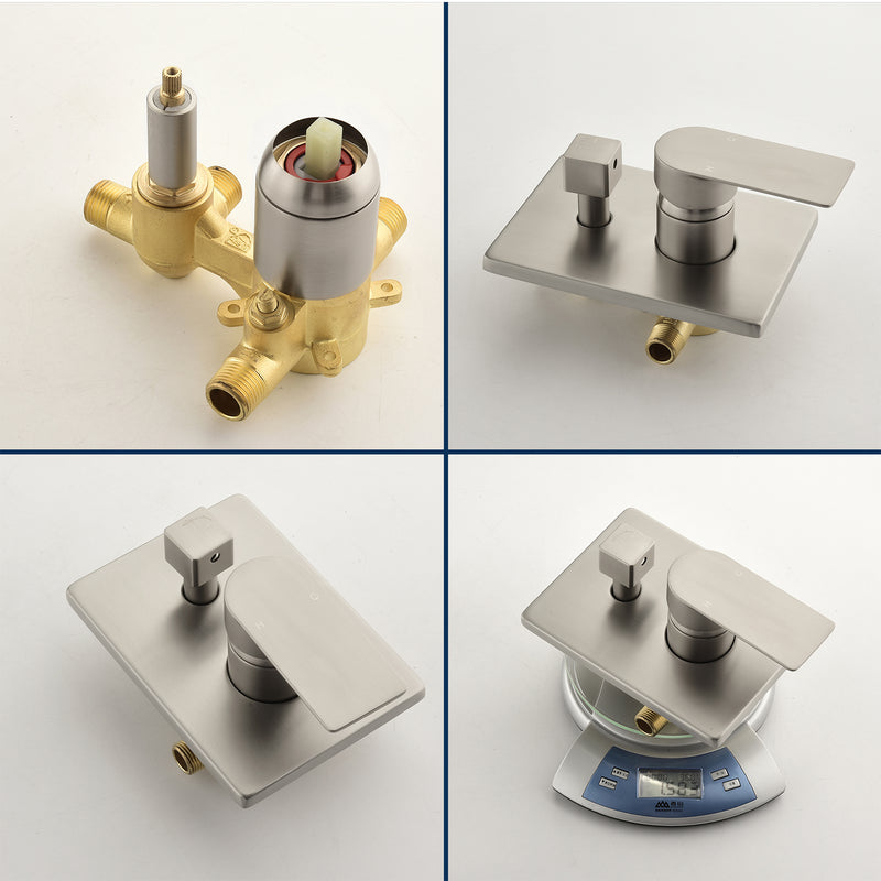 Shower System with Waterfall Tub Spout, Tub and Shower Faucet Trim Kit with Rough in Valve, Shower Tub Faucet Set Wall Mounted